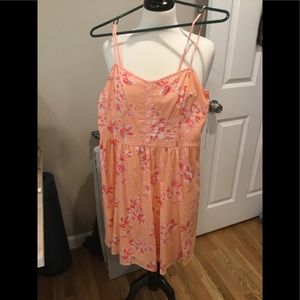 LC Lauren Conrad Peach Floral Midi Dress